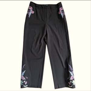 Vintage Spenser Jeremy Petites Heavily Embroidered Floral Wide Leg Dress Pants